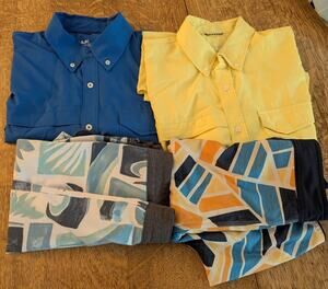 Huk ONeill Men Size XL Lot of 4 Board Shorts (2) Vented Beach Shirt (2) Swim